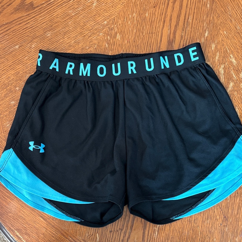 Under Armour Women's Black Shorts with Blue Trim